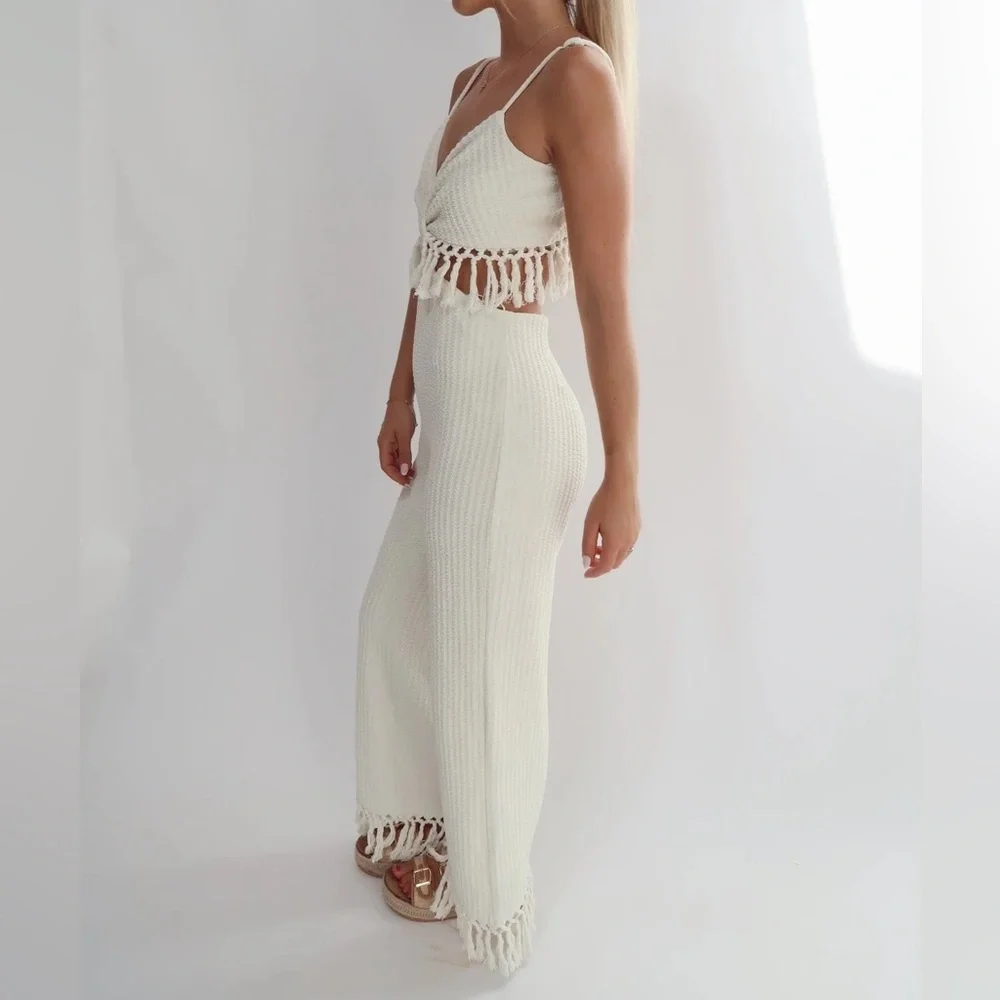 Fore White Tassel Jumpsuit - large - Picture 3 of 14